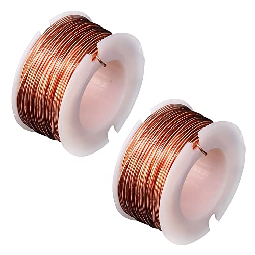Kaimeilai Alambre de Cobre Esmaltado, 2 rollos de alambre magnético metálico de 0,5 mm × 10 m alambre para manualidades, alambre para bobinado de alambre para joyería, alambre de cobre macizo