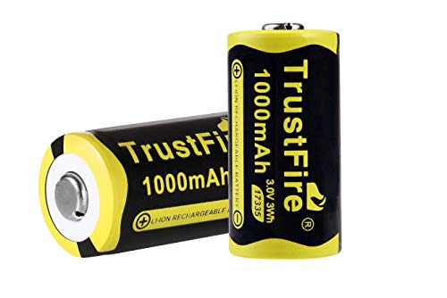 TrustFire 17335 - Batería de iones de litio recargable (1000 mAh, 3 V, 2 baterías)