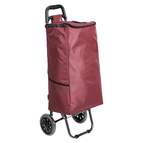 Amazon Basics - Carrito de la compra con 2 ruedas, 40 litros, color rojo
