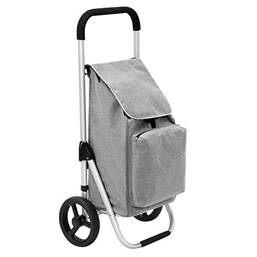 SONGMICS Carrito de Compra Plegable con Ruedas, Carro de la Compra Ligero con Compartimiento de Refrigeración, Gran Capacidad de 40 L, Gris KST04GY