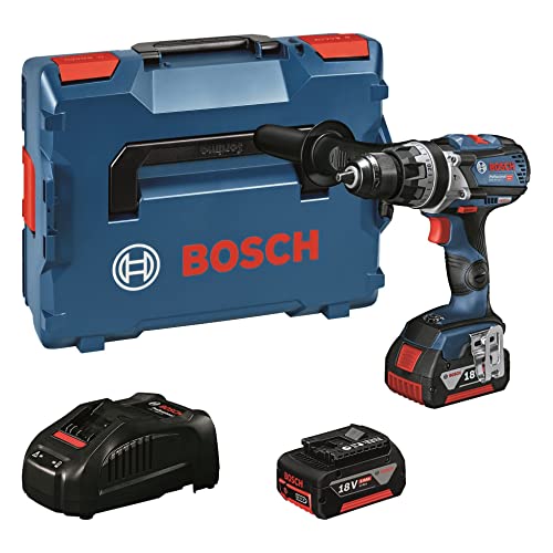 Bosch Professional 18V System GSB 18V-110 C - Taladro percutor a batería (110 Nm, 2100 rpm, módulo Connectivity, 1 batería 5.0 Ah, 1 batería 3.0 Ah, en L-BOXX) - Amazon Exclusive