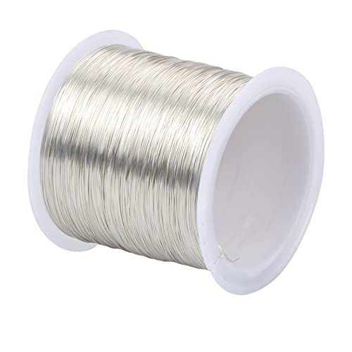100mx0.3mm Alambre de Cobre para Joyas Artesanías Alambre para Cuentas Alambre para Manualidad Metálico Resistente al Desgaste Hilo de Cobre para Fabricación de Joyería DIY Collar Pulsera Arete, Plata