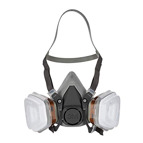3M 6002 C1 Semimáscara respiradora reutilizable para pintura con doble filtro, Protección respiratoria, Peso facial 82 gr, Gris