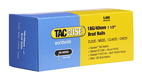 TACWISE Clavos galvanizados tipo 0400, 18 G/40 mm, plateados, paquete de 5000