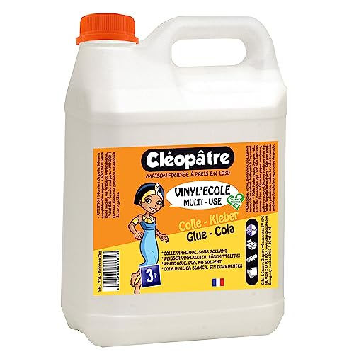 CLEOPATRE - Cola - Juegos y Manualidades -Pegamento Blanco - Bote de 1 Litro - Tamaño 20x15x6 cm (W x H x L)