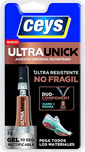 Ceys - Ultraunick pegamente instantaneo - Adhesivo universal instantaneo - Ultra resistente - Pega todo tipo de materiales - 3GR
