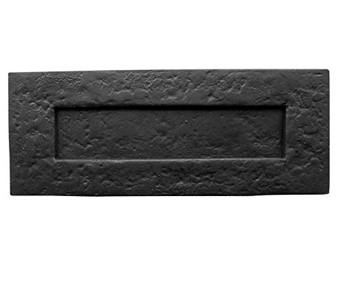 Doorfittings4u Black Antique Malleable Cast Iron Letter Box Plate - Traditional Plain by Doorfittings4u