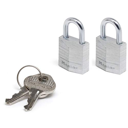 Master Lock 9120EURTCC Lote de 2 Candados con Llave con cuerpo de aluminio, Gris, 2 x 3.4 x 1.4 cm