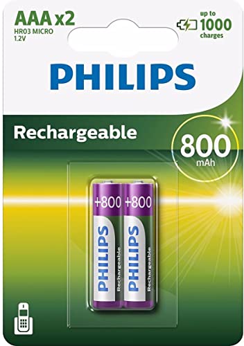 Philips Multi Life - Pilas Recargables NiMH AAA 800 mAh (Paquete de 2)