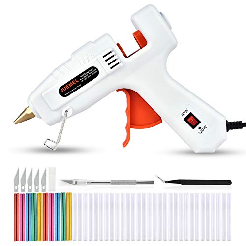 Herramienta de Silicona Caliente 80W/120W, JUEMEL Perfecta para Pequeña Artesanía de Bricolaje,herramienta de Pegar con 30Pcs Barras de herramienta 11mm