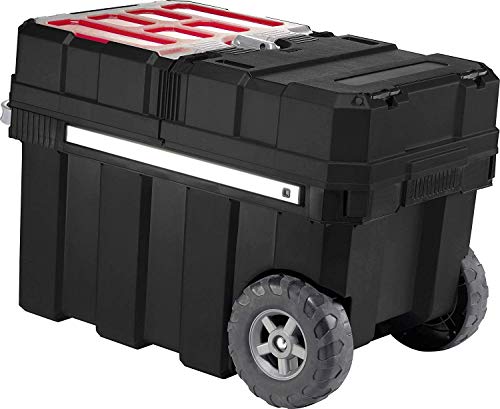 Keter 237787 - Caja de herramientas con ruedas, color negro y rojo
