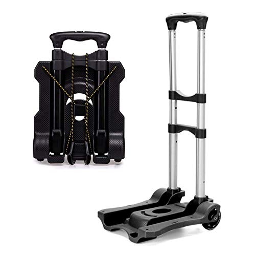 FLM Carrito de Aluminio Plegable Resistente - Carretilla de Transporte con Ruedas de PU Capacidad de Carga Hasta 50 KG,Negro