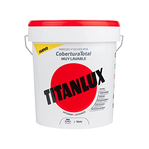 Titanlux Cobertura Total pintura para paredes Blanco, 4 l (Paquete de 1) - bidón