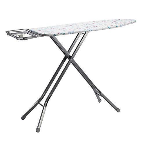 Amazon Basics: tabla de planchar con compartimento de almacenamiento y soporte para plancha en forma de H, grande, 122 x 38 cm, gris
