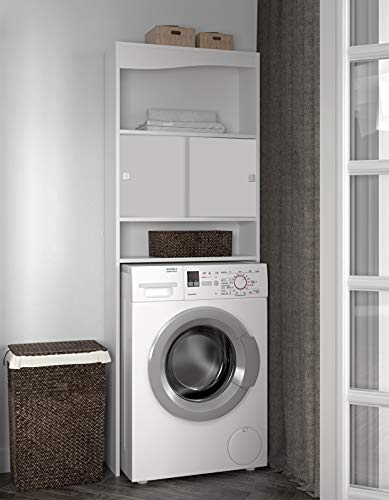 Symbiosis Mueble para lavadora, color blanco 64,3 X 177 X 19,2 cm