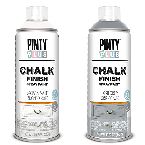 PINTYPLUS Pinty Plus Chalk Finish CK788 Spray Paint Broken White - Pintura en Aerosol, 400 ml, Blanco Roto & Pintura spray a la tiza CHALK 520cc gris ceniza CK798