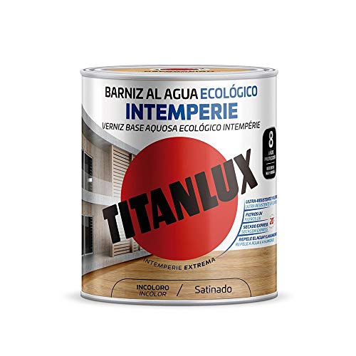 Titanlux - Barniz al Agua Ecológico Satinado Intemperie (250 ml, Incoloro 1000)