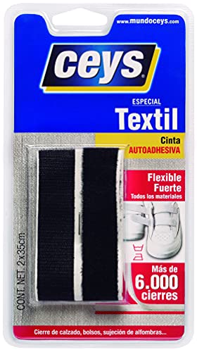 Ceys - Cremallera textil color negro - Resiste el lavado, secado y planchado - 2x35cm