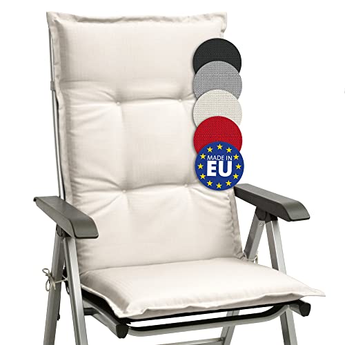 Beautissu cojín para sillas de Exterior, tumbonas, mecedoras o Asientos con Respaldo Alto Base HL 120x50x6 Placas compactas de gomaespuma - Natural