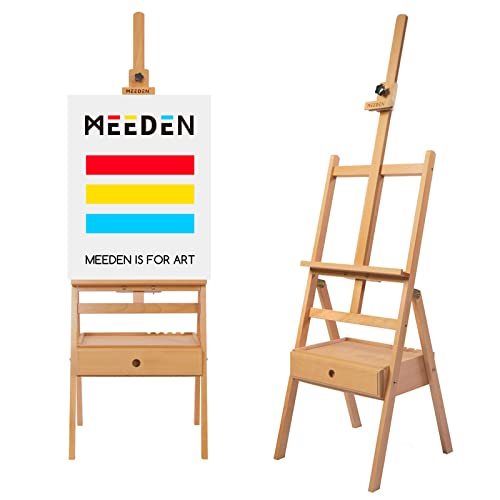 MEEDEN Studio Caballete con Marco en H con cajón de Almacenamiento de Arte – Ajustable (60 