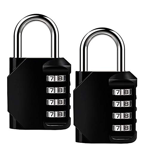 ISIYINER Candados de código de seguridad con combinaciones de 4 dígitos para maleta de gimnasio, caja de herramientas, gabinete, cobertizo y equipaje Negro