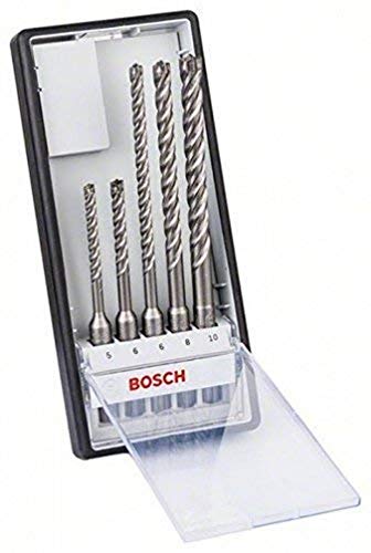 Bosch Professional 2608576199 - Juego de 5 brocas para martillo SDS Plus-7x (para hormigón armado, hormigón y mampostería, accesorios para martillo perforador)