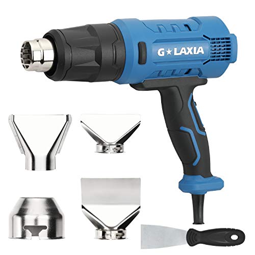 G LAXIA Pistolas de aire caliente, Calor Decapador Profesional Potencia de 1800W con 4 Accesorios, Temperatura de 50-550°C, Flujo de Aire 250-500L/Min, Mango Antideslizante y Calentamiento Rápido