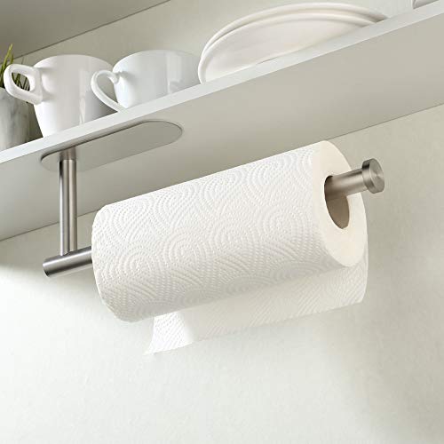 KES Portarrollos Papel Cocina Adhesivo Soporte Papel Cocina Debajo del Gabinete Dispensador Papel Cocina Pared Acero Inoxidable Acabado Cepillado, A7170S30-2