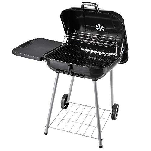 Outsunny Barbacoa de Carbón BBQ Multifuncional Parrillas Asador con Estantes y Ruedas Parilla de Carbón Vegetal del Aire Libre con Rejilla de Mantener Caliente Jardín Patio Picnic Acampada