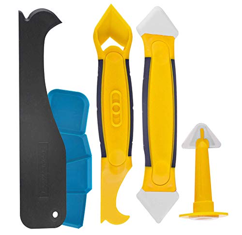 Kit de herramientas de calafateo de silicona, juego de removedor de sellador de 8 piezas con raspador / boquilla, herramienta de alisado de acabado de sellador de silicona para cocina de baño