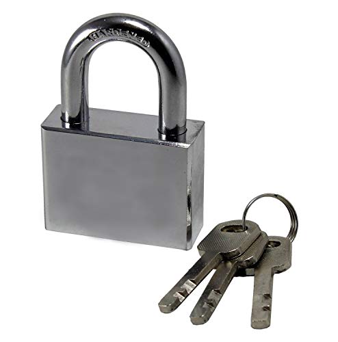 EUROXANTY® Candado de Seguridad de llave | Cerradura de Arco Anti-Corte de Acero Cementado Cromado | 3 Llaves | 40 mm