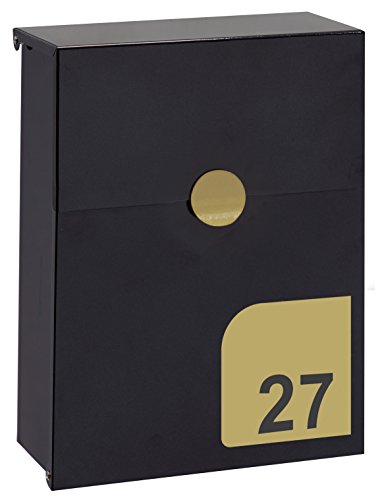 Arregui Tondo S E6724-IRI Buzón Individual de Acero con Número de Vivienda Personalizable, tamaño S (DIN A5), Negro/Iridium, A5-30,5 x 23 x 10 cm