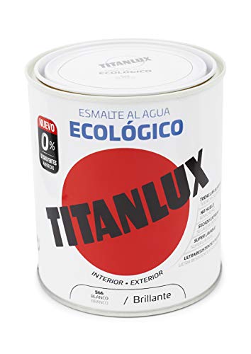 Titanlux - Esmalte Agua Ecologico Brillante, Blanco, 250ML (ref. 00T056614)