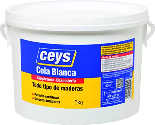 Ceys - Cola blanca para madera - Permite rectificar - Todo tipo de maderas - Bote 5 KG
