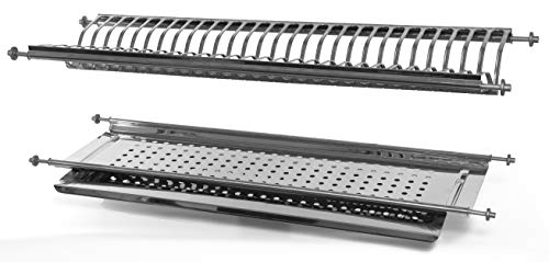 Escurreplatos de acero inoxidable AISI 430 de 86 cm para armarios de 90 cm con conexión a muelles colapechos de acero
