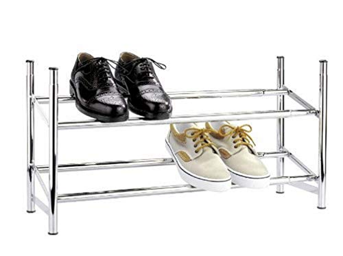 WENKO Estantería para zapatos extensible - para 10 pares de zapatos, Metal cromado, 64-119 x 35 x 23 cm, Cromo