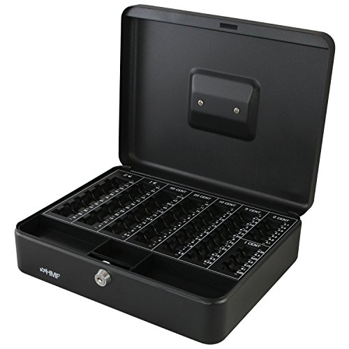 HMF 108-02 Caja de caudales, para monedas 30 x 24 x 9 cm, negro