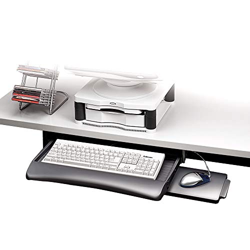 Fellowes 93804 - Bandeja para teclado con altura ajustable y bandeja para el ratón, color grafito