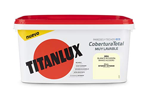 Titanlux Titan Pintura Plástica Covertura Total 4L Gama de Colores (1011 Blanco Algodón)