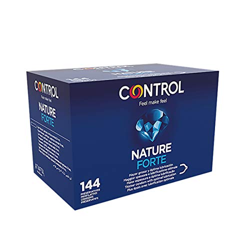 Control Forte Preservativos - Caja de condones extra fuertes - Caja de 144 unidades (pack extra grande) - Gama placer natural, lubricados, perfecta adaptabilidad