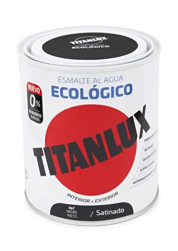 TITANLUX Esmalte agua ecologico santinado, Negro, 750ML (ref. 01T056734)