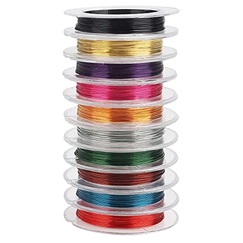 10 rollos Alambre Manualidades Colores Alambre de Cobre Desnudo 0.3mm Cable de Hilo de Rollos de Alambre para la Elaboración de Joyas