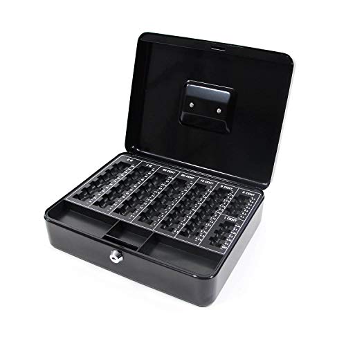 hjh OFFICE 811001 caja de caudales SAFE acero negro escala contando para monedas cerradura de cilindro con 2 llaves