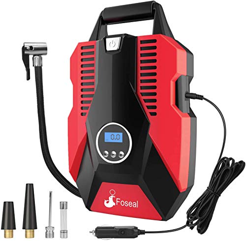 Foseal Compresor Aire Coche Portátil DC 12V Hasta 150PSI Digital Inflador de Neumáticos luz LED Display para Inflables de Coche, Bicicleta y Baloncesto