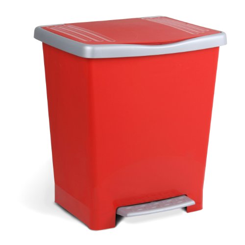 Tatay Cubo de Pedal Millenium, 23L de Capacidad, Apertura a Pedal, de Polipropileno, Libre de BPA, Bolsa Basura 30L. Color Rojo, 33,5 x 30 x 39 cm