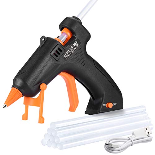 Pistola de Silicona Inalámbrico, Pistola de Encolar 15W para manualidades Con Cable USB, Batería de litio, para Trabajo de Bricolaje, 10 barras de Pegamentos