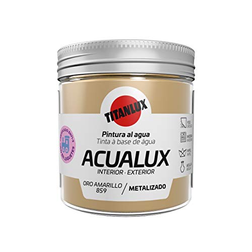 Titanlux Acualux pintura acrílica multiadherente Metalizado Oro Amarillo 75 ml