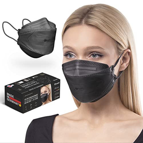 HARD Mascarillas FFP2 | protector bucal | protección respiratoria | respirador | Amigable con la piel - Transpirabl | Tamaño: Standard - embalaje individual-Negro - 10 piezas