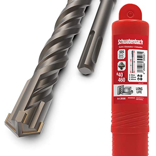 SCHWABENBACH ® Broca SDS Plus 40mm x 460 - Broca para hormigón - Perforación precisa y rápida en hormigón - con punta de carburo - Broca para mampostería larga