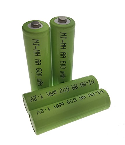 Trango Pack de 4 baterías de 1000 AA NI-MH AA 600 mAh 1,2 V para lámparas solares - lámparas - luces - recargables